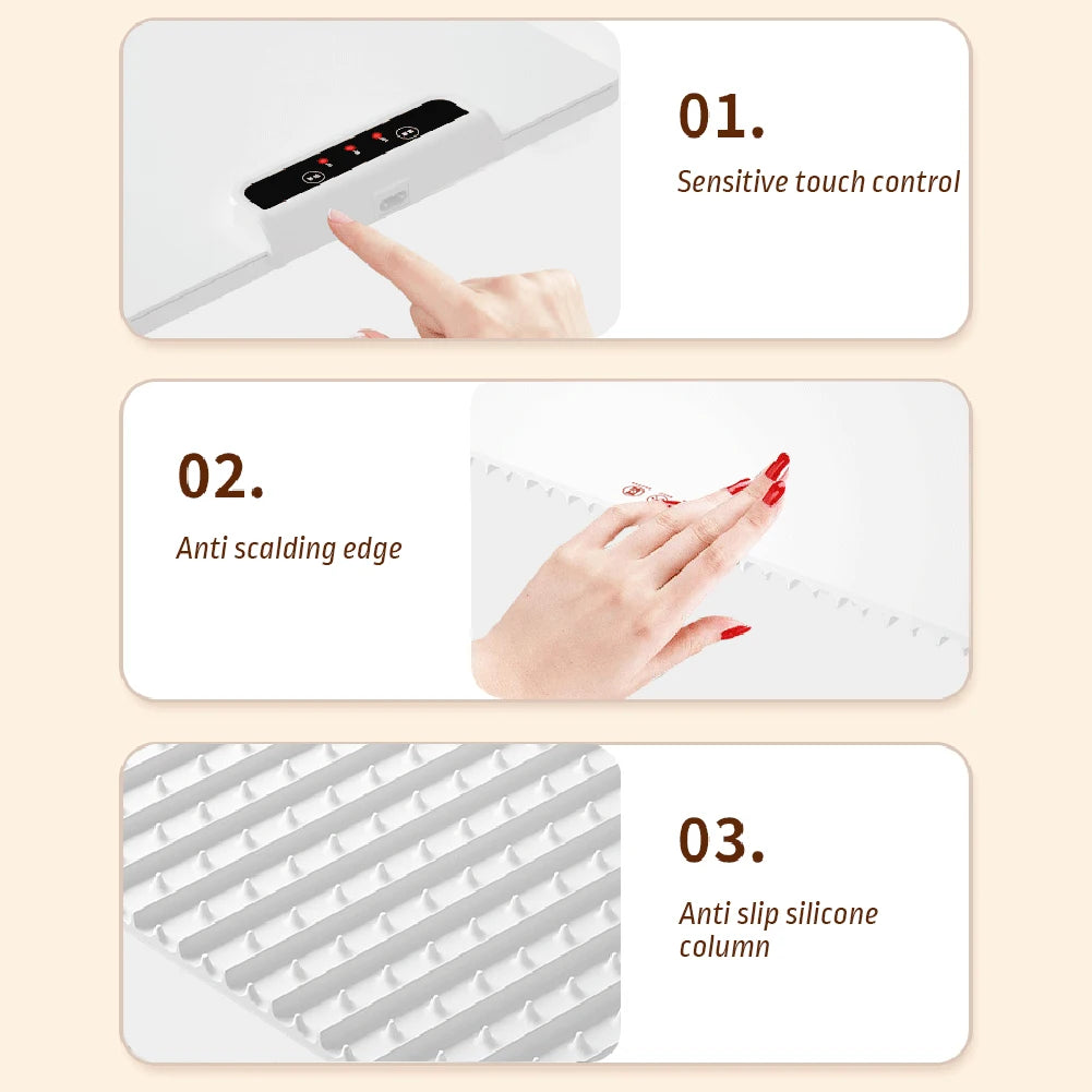 240W Fast Heating Food Electric Warming Tray Foldable Food Warm Plate Adjustable Temperature 60℃-100℃ Keep Food Hot Constant Mat